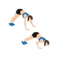 Woman doing Pike pushup exercise. Flat vector