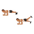 Woman doing Plank leg lifts exercise. Flat vector