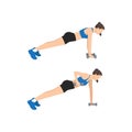 Woman doing Plank and Row or Renegade row