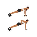 Woman doing Plank and Row or Renegade row