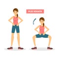 Woman doing plie squats exercise. Workout for the butt