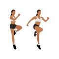 Woman doing Power skips exercise. Flat vector