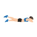 Woman doing Prone or lying leg lifts exercise.