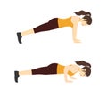 Woman doing push up workout two step for exercise guide.