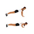 Woman doing push ups exercise. Flat vector