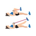 Woman doing Resistance band lying leg extensions exercise.