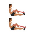 Woman doing resistance band plantar flexion or ankle pumps