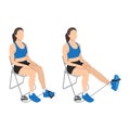 Woman doing Resistance band seated leg extensions exercise Royalty Free Stock Photo