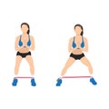 Woman doing Resistance band side steps exercise.