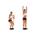Woman doing Resistance band Squat and overhead press Royalty Free Stock Photo