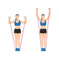 Woman doing Resistance band standing shoulder press. overhead press exercise Royalty Free Stock Photo