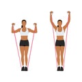 Woman doing Resistance band standing shoulder press. overhead press exercise Royalty Free Stock Photo