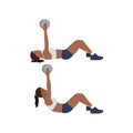 Woman doing Resistance. Weighted crunches exercise.