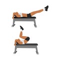 Woman doing Reverse bench crunches exercise