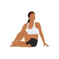 Woman doing Sage Twist Pose Variation Forward Bend, Beautiful girl