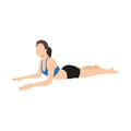 Woman doing salamba bhujangasana sphinx pose exercise.