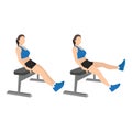 Woman doing seated bench extended flutter kicks exercise Royalty Free Stock Photo