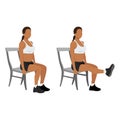 Woman doing seated chair leg extensions Royalty Free Stock Photo
