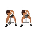Woman doing Seated Dumbbell concentration curls exercise Royalty Free Stock Photo