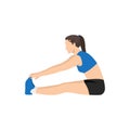 Woman doing Seated forward bend stretch exercise.