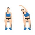 Woman doing seated side bends or lat stretch exercise