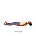 Woman doing Shavasana or Corpse Pose. Yoga Practice