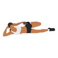 Woman doing side lying quad stretch exercise. F