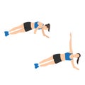 Woman doing Side plank rotation exercise.