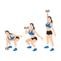 Woman doing Single arm dumbbell snatch exercise.