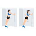 Woman doing Single arm wall push up exercise.