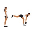 Woman doing single leg db deadlifts flat vector