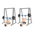 Woman doing smith machine leg press exercise or reverse squat