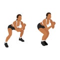 Woman doing squat jacks or side sumo walks exercise