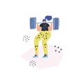 Woman doing squats with barbell vector drawing