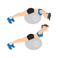 Woman doing stability or swiss ball back extensions exercise