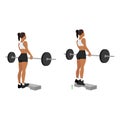 Woman doing standing calf raises with barbell exercise