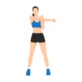 Woman doing Standing cross body arm. Shoulder stretch exercise