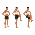 Woman doing standing knee raises. Abdominal exercise