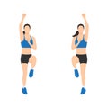 Woman doing Standing mountain climbers exercise.