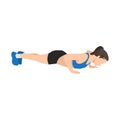 Woman doing Static push ups. pushup hold exercise.