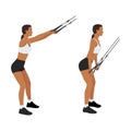 Woman doing straight arm Rope lat pulldown exercise