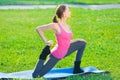 Woman doing stretching fitness exercise. Yoga postures Royalty Free Stock Photo