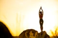 Woman Doing Stretching Outdoor. Warm up Exercise Against Sunset. Sport and Healthy Active Lifesyle Concept