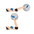 Woman doing Swiss ball leg lifts exercise. body weight lifts