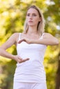 Woman doing tai chi in park Royalty Free Stock Photo