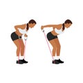Woman doing Tricep kickbacks resistance band exercise