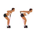 Woman doing Tricep kickbacks resistance band exercise