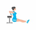 Woman doing triceps dip exercise on bench