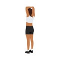 Woman doing Triceps stretch exercise. Flat vector