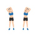 Woman doing Triceps stretch exercise flat vector